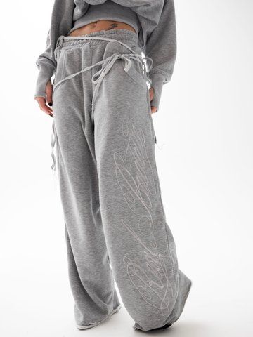 Штани REAL BADDIE з вишивкою (Сірий) BD-3-ШТ-GRY-ML фото